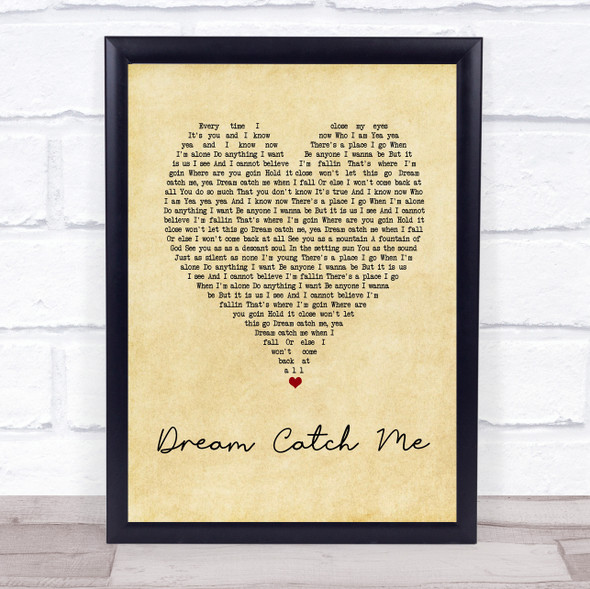 Newton Faulkner Dream Catch Me Vintage Heart Song Lyric Music Gift Poster Print