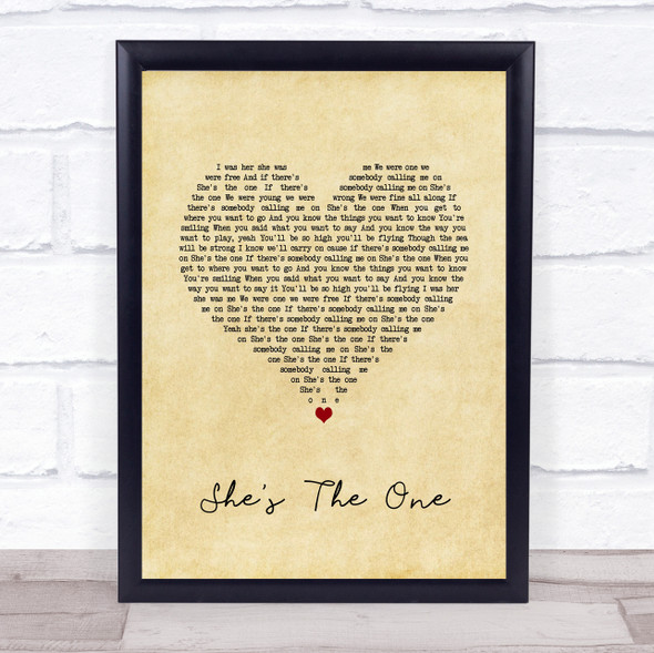 Robbie Williams She's The One Vintage Heart Song Lyric Music Gift Poster Print