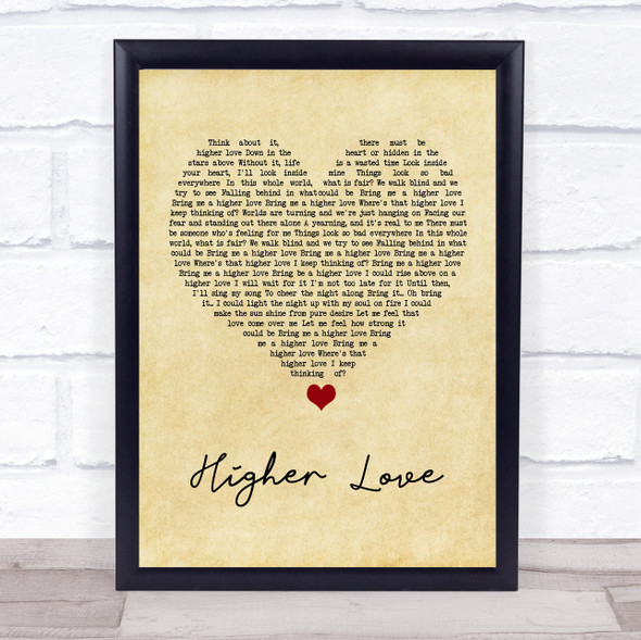 Steve Winwood Higher Love Vintage Heart Song Lyric Music Gift Poster Print