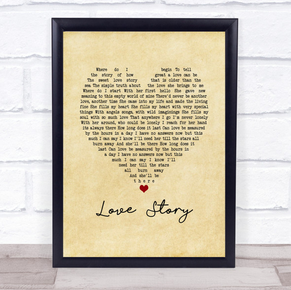 Johnny Mathis Love Story Vintage Heart Song Lyric Music Gift Poster Print