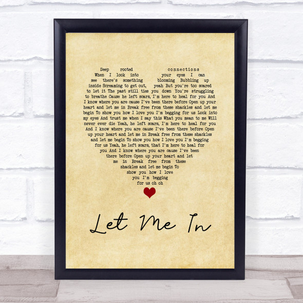 Skinny Living Let Me In Vintage Heart Song Lyric Music Gift Poster Print