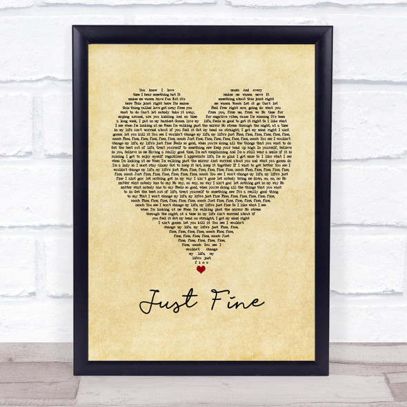 Mary J Blige Just Fine Vintage Heart Song Lyric Music Gift Poster Print