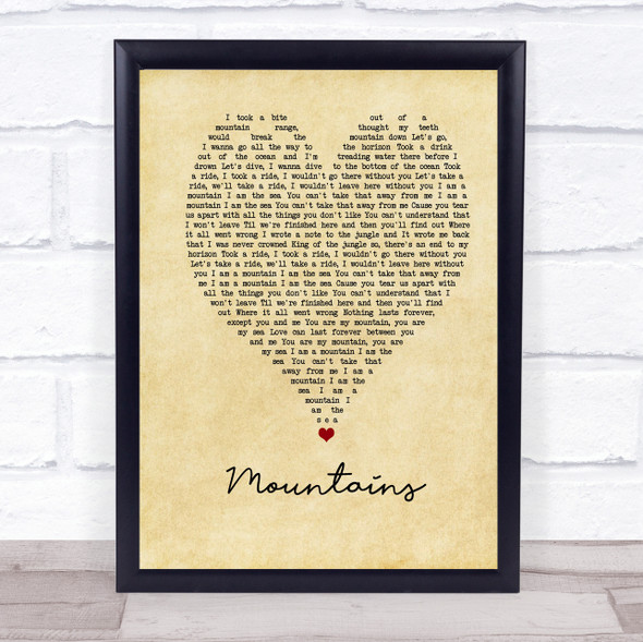 Biffy Clyro Mountains Vintage Heart Song Lyric Music Gift Poster Print