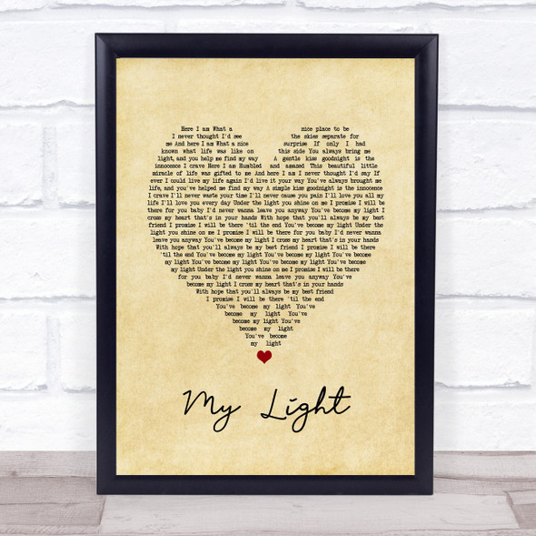 Sully Erna My Light Vintage Heart Song Lyric Music Gift Poster Print