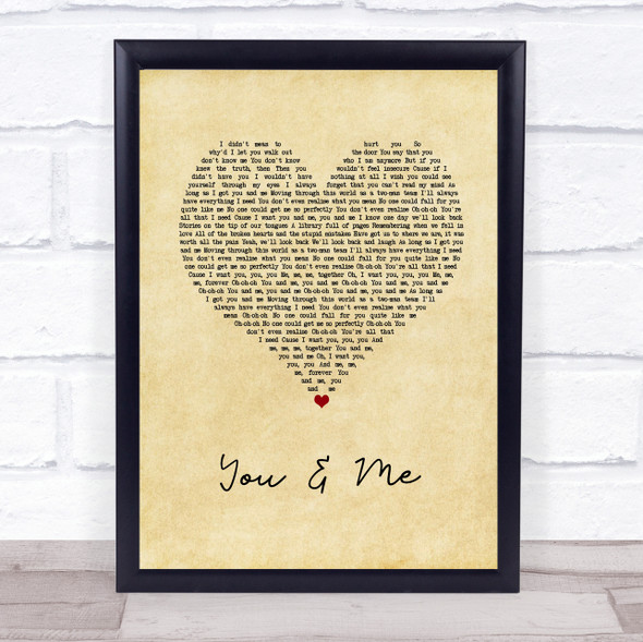 James TW You & Me Vintage Heart Song Lyric Music Gift Poster Print