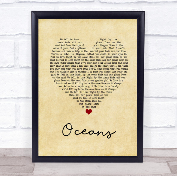 Coasts Oceans Vintage Heart Song Lyric Music Gift Poster Print