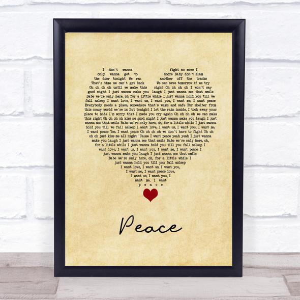 O.A.R. Peace Vintage Heart Song Lyric Music Gift Poster Print