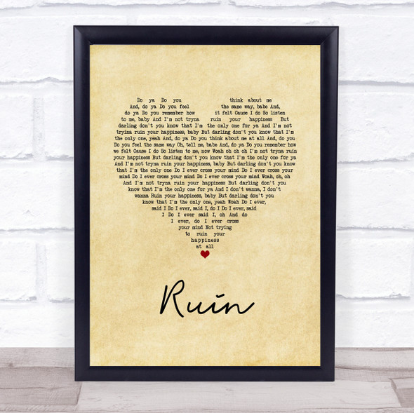 Shawn Mendes Ruin Vintage Heart Song Lyric Music Gift Poster Print