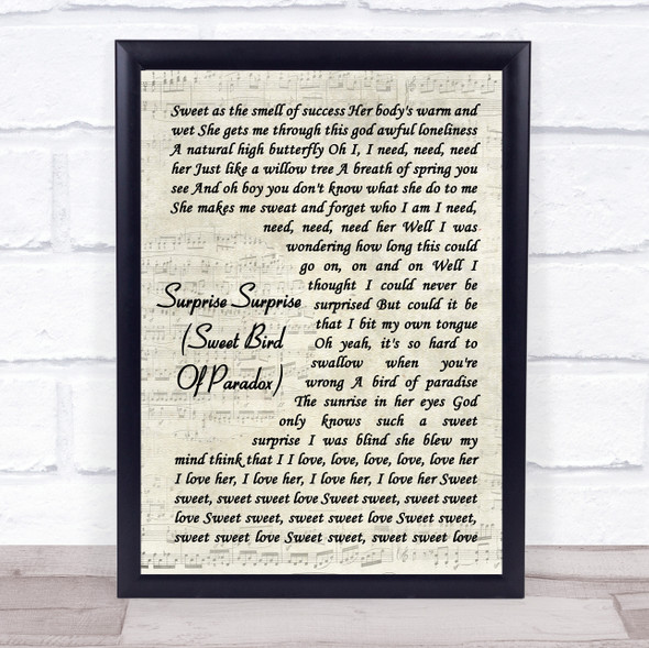 John Lennon Surprise Surprise Sweet Bird Of Paradox Vintage Script Lyric Music Gift Poster Print