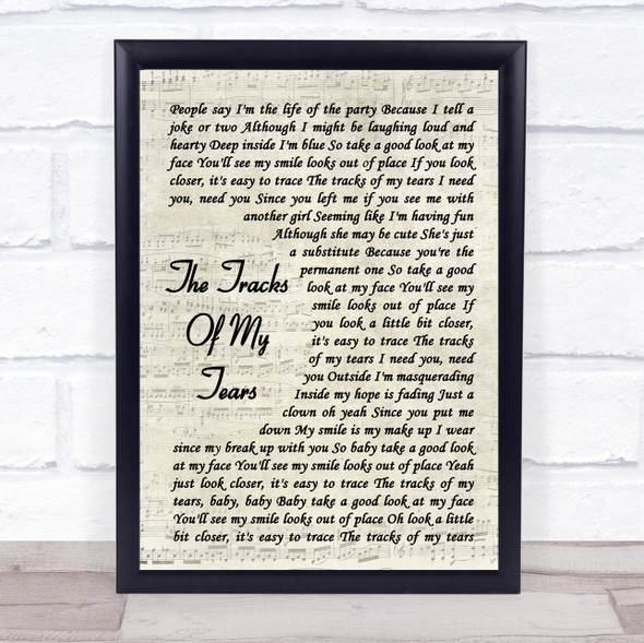 Smokey Robinson & The Miracles The Tracks Of My Tears Vintage Script Lyric Music Gift Poster Print