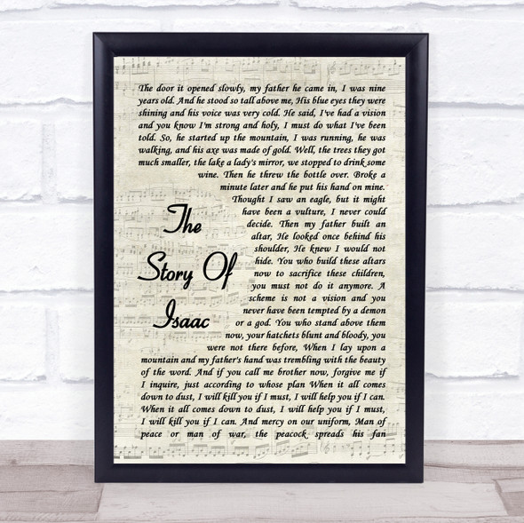 Leonard Cohen The Story Of Isaac Vintage Script Song Lyric Music Gift Poster Print