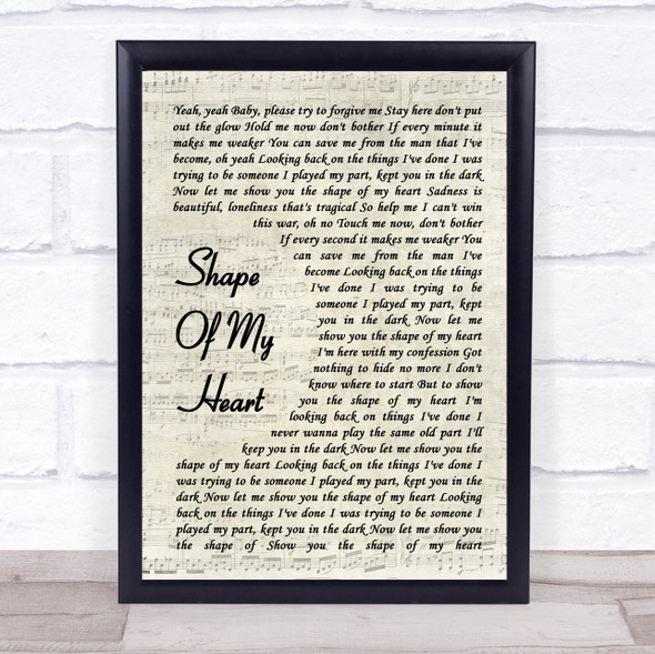 Backstreet Boys Shape Of My Heart Vintage Script Song Lyric Music Gift Poster Print