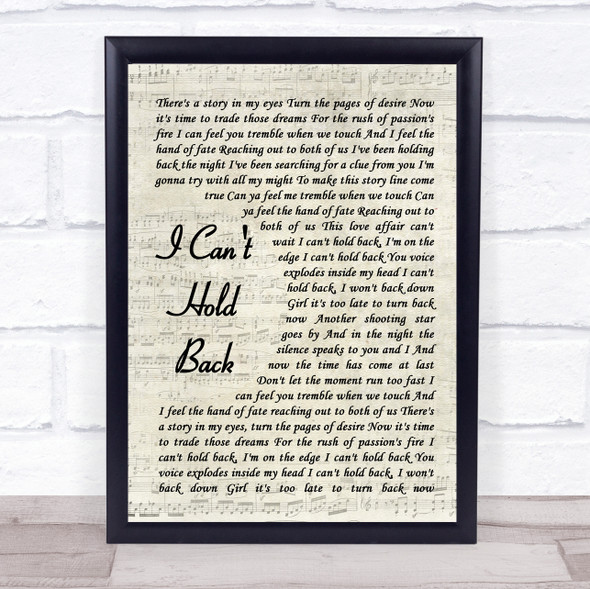 Survivor I Can't Hold Back Vintage Script Song Lyric Music Gift Poster Print