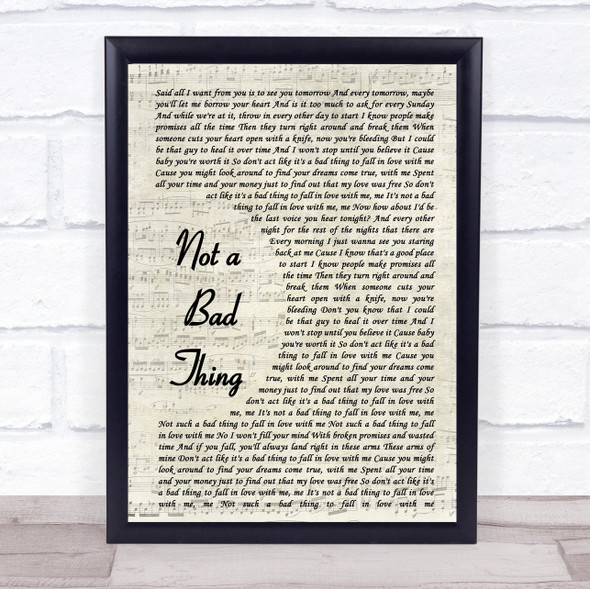 Boyce Avenue Not A Bad Thing Vintage Script Song Lyric Music Gift Poster Print