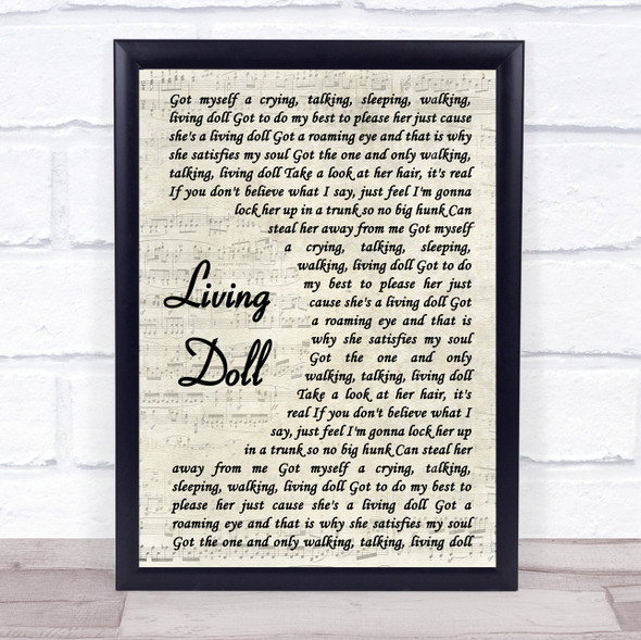 Cliff Richard and The Drifters Living Doll Vintage Script Song Lyric Music Gift Poster Print