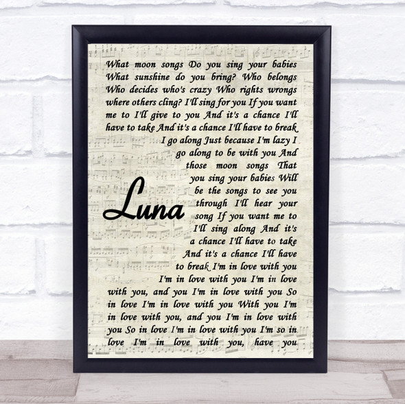 The Smashing Pumpkins Luna Vintage Script Song Lyric Music Gift Poster Print