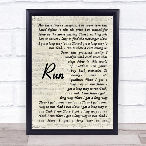 Ed Roland Collective Soul Run Vintage Script Song Lyric Music Gift Poster Print