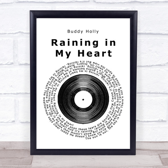 Buddy Holly Raining in My Heart Vinyl Record Song Lyric Music Gift Poster Print