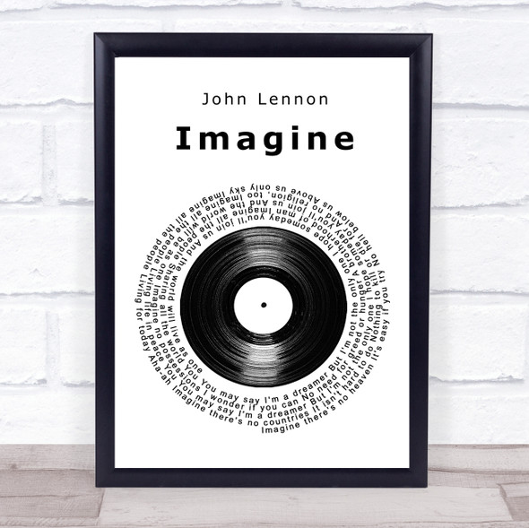 John Lennon Imagine Vinyl Record Song Lyric Music Gift Poster Print