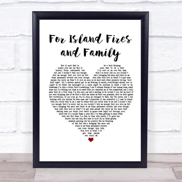 Dermot Kennedy For Island Fires and Family White Heart Song Lyric Music Gift Poster Print