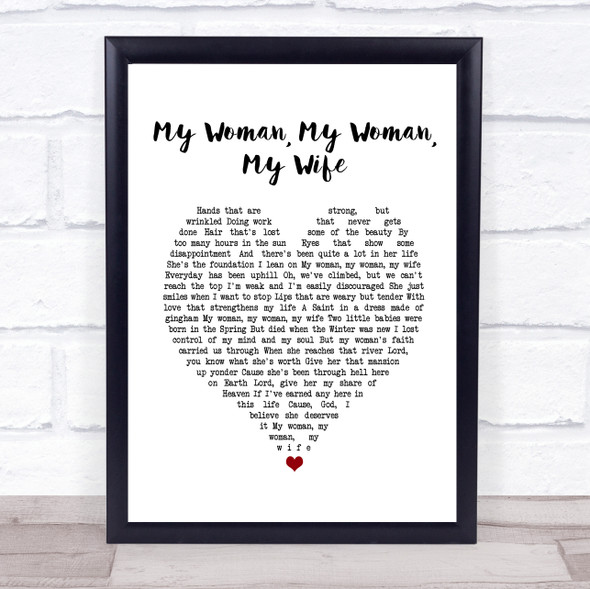 Dean Martin My Woman, My Woman, My Wife White Heart Song Lyric Music Gift Poster Print