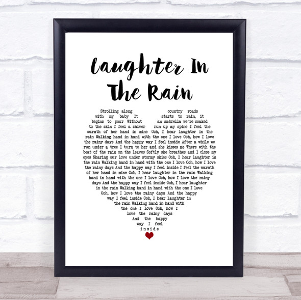 Neil Sedaka Laughter In The Rain White Heart Song Lyric Music Gift Poster Print