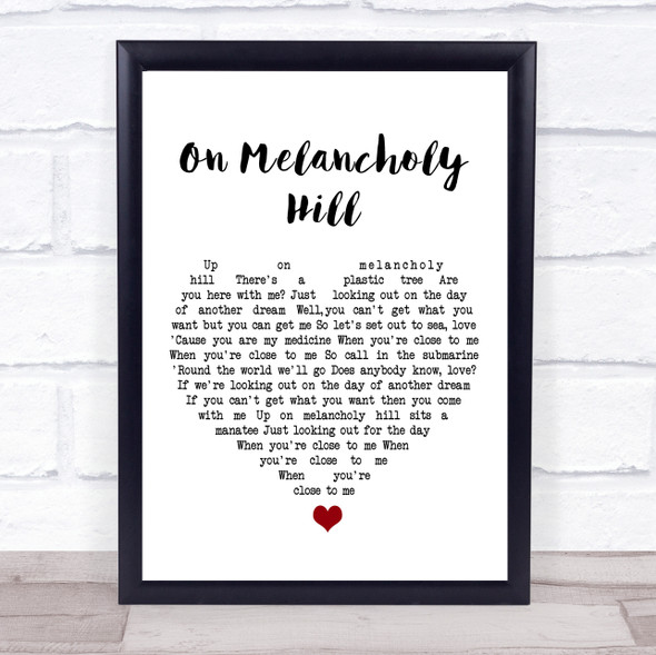 Gorillaz On Melancholy Hill White Heart Song Lyric Music Gift Poster Print
