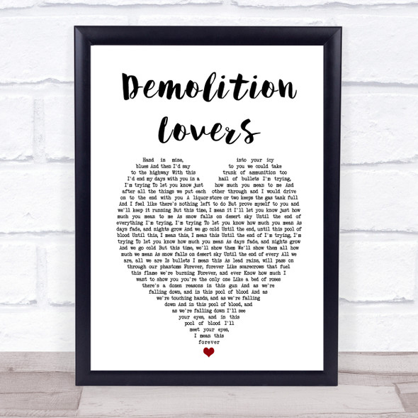 My Chemical Romance Demolition Lovers White Heart Song Lyric Music Gift Poster Print