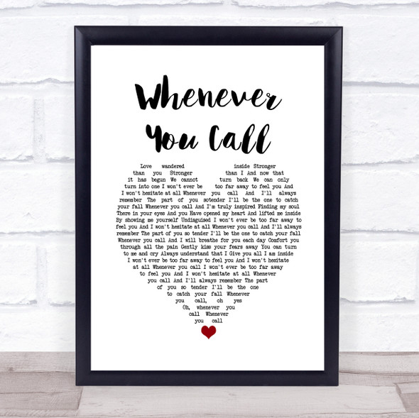 Mariah Carey Whenever You Call White Heart Song Lyric Music Gift Poster Print