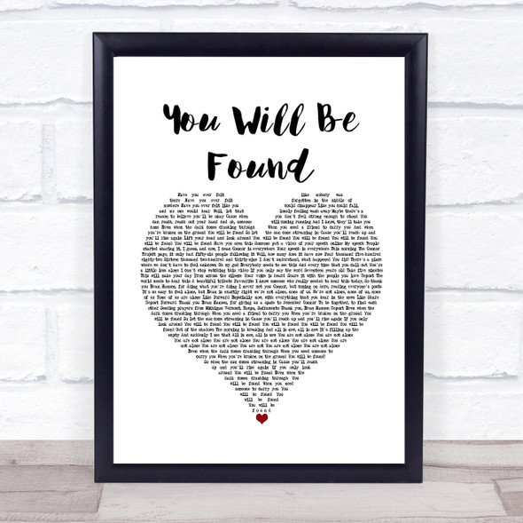 Ben Platt You Will Be Found White Heart Song Lyric Music Gift Poster Print