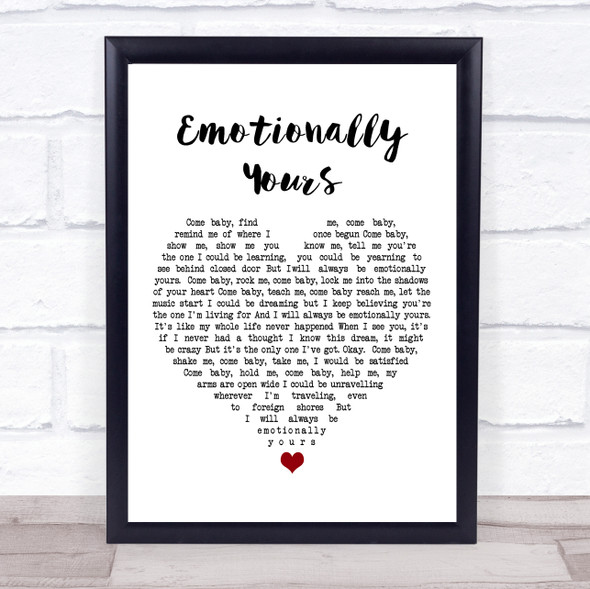 Bob Dylan Emotionally Yours White Heart Song Lyric Music Gift Poster Print