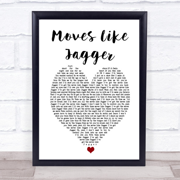 Maroon 5 Moves Like Jagger White Heart Song Lyric Music Gift Poster Print