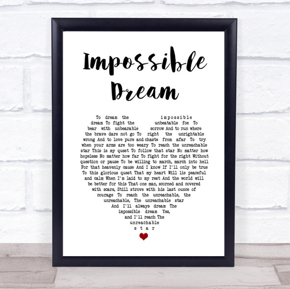 Luther Vandross Impossible Dream White Heart Song Lyric Music Gift Poster Print