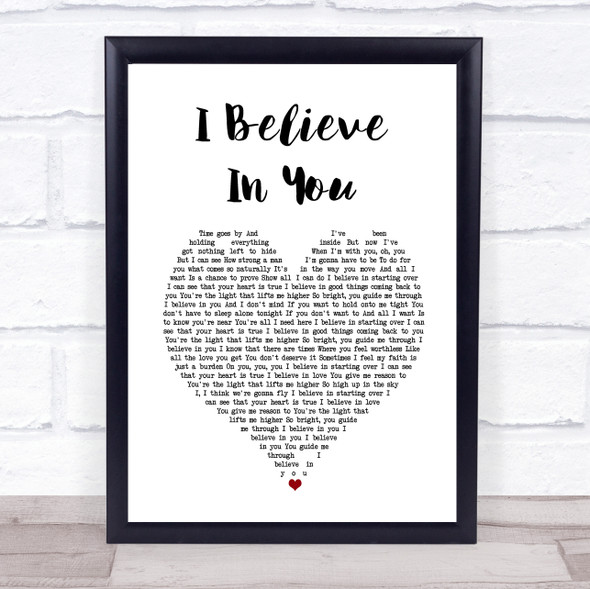 Michael Buble I Believe In You White Heart Song Lyric Music Gift Poster Print