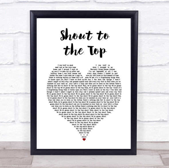 Paul Weller Shout to the Top White Heart Song Lyric Music Gift Poster Print