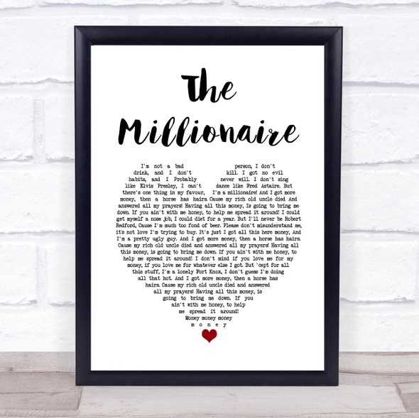 Dr. Hook The Millionaire White Heart Song Lyric Music Gift Poster Print