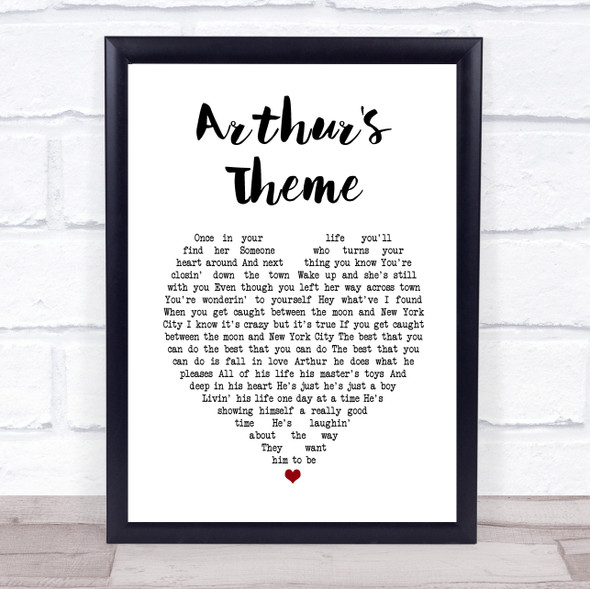 Christopher Cross Arthur's Theme White Heart Song Lyric Music Gift Poster Print