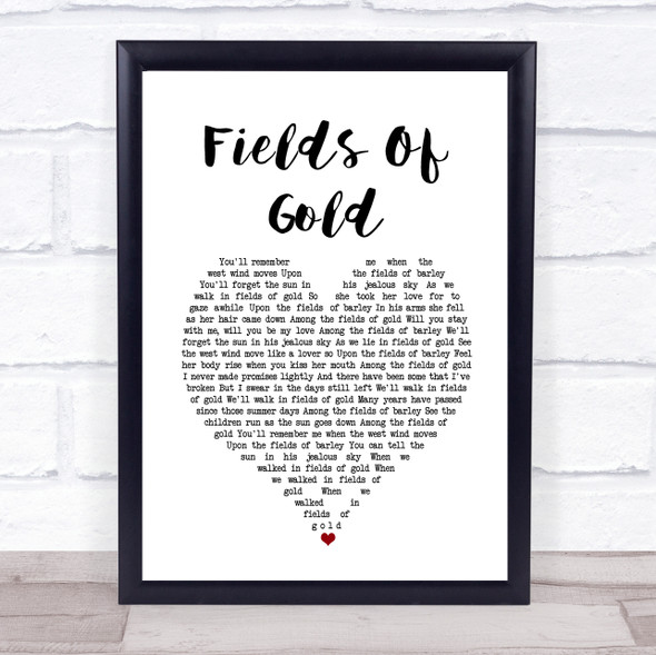 Sting Fields Of Gold White Heart Song Lyric Music Gift Poster Print