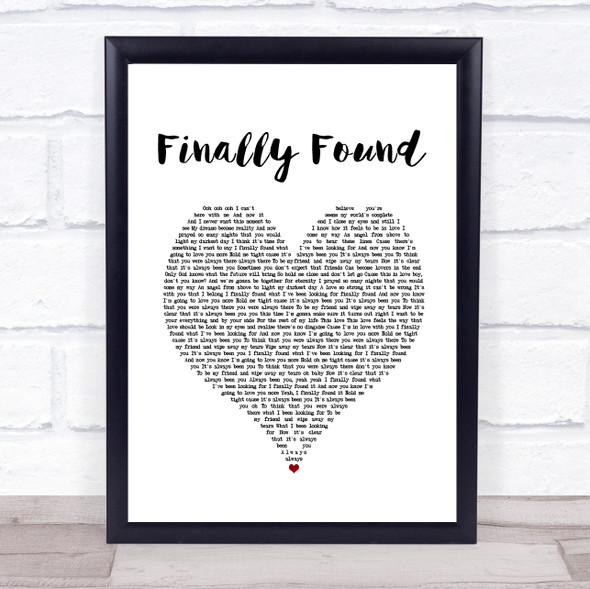 Honeyz Finally Found White Heart Song Lyric Music Gift Poster Print