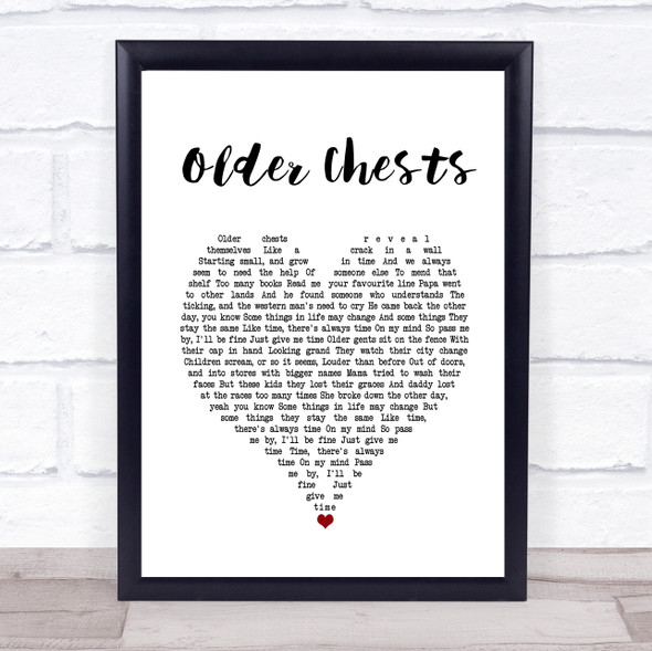 Damien Rice Older Chests White Heart Song Lyric Music Gift Poster Print