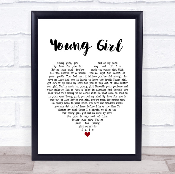 Gary Puckett & The Union Gap Young Girl White Heart Song Lyric Music Gift Poster Print