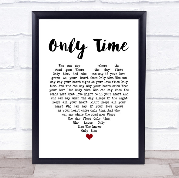 Enya Only Time White Heart Song Lyric Music Gift Poster Print