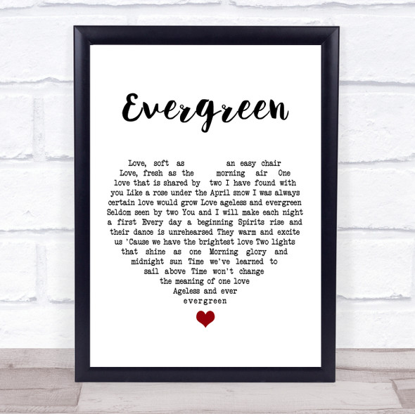 Barbra Streisand Evergreen White Heart Song Lyric Music Gift Poster Print