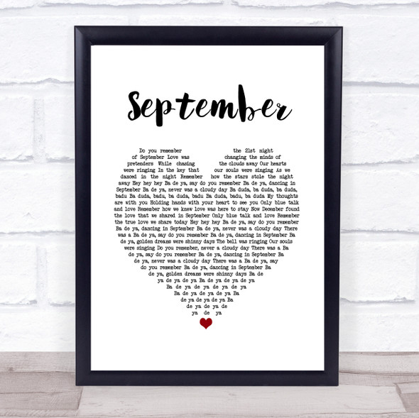 Earth, Wind & Fire September White Heart Song Lyric Music Gift Poster Print