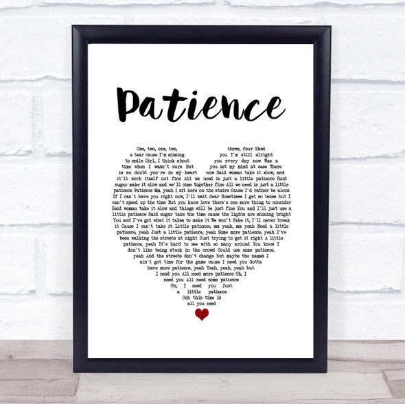 Guns N Roses Patience White Heart Song Lyric Music Gift Poster Print