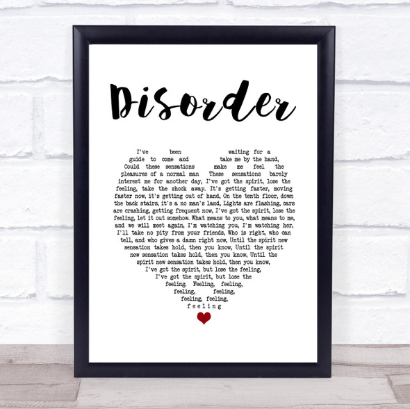 Joy Division Disorder White Heart Song Lyric Music Gift Poster Print