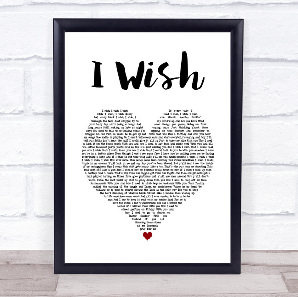 R Kelly I Wish White Heart Song Lyric Music Gift Poster Print