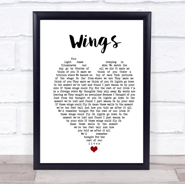 Birdy Wings] White Heart Song Lyric Music Gift Poster Print