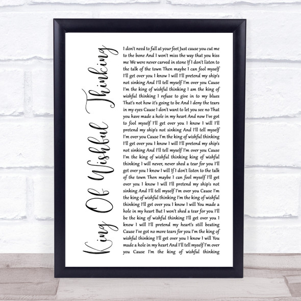 Go West King Of Wishful Thinking White Script Song Lyric Music Gift Poster Print
