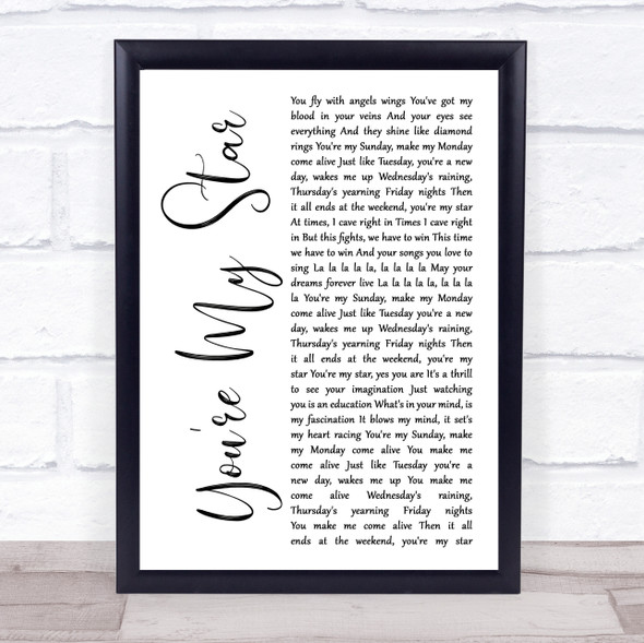 Stereophonics You're My Star White Script Song Lyric Music Gift Poster Print